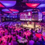 Crown Ballroom filled with tables and boxing ring